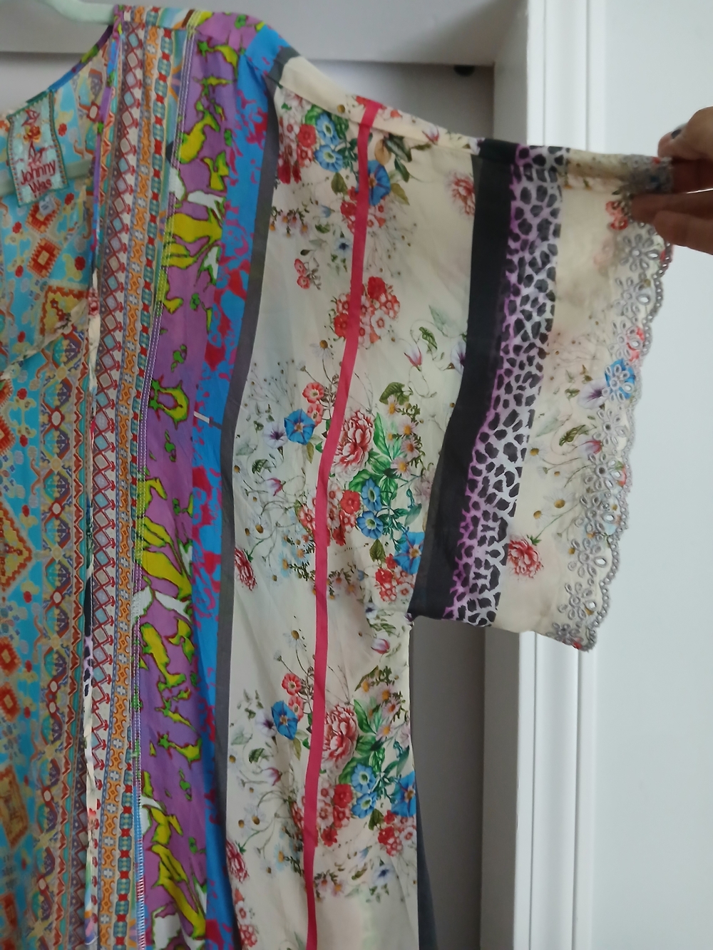 Johnny Was Turquoise Purple Multi-Color Printed V-Neck Tunic - Picture 2 of 6